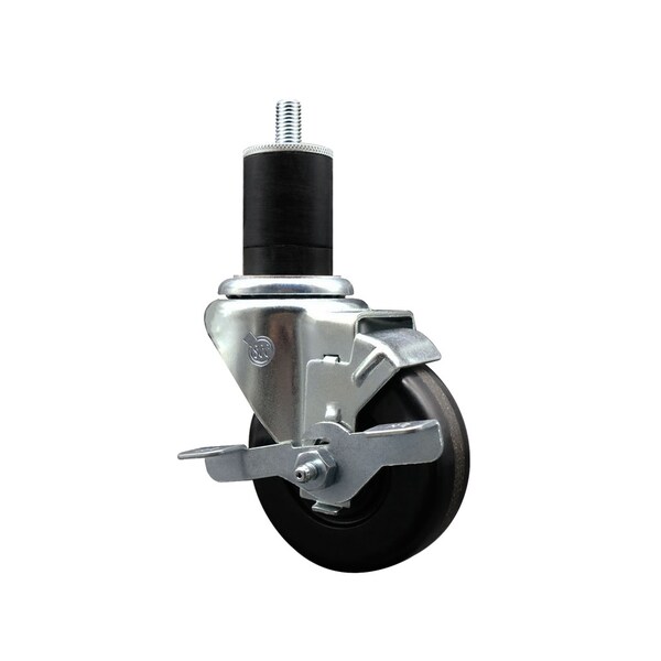 Service Caster 3.5'' SS Phenolic Swivel 1-3/4'' Expanding Stem Caster with Brake SCC-SSEX20S3514-PHS-TLB-134 - main